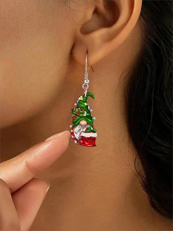 Christmas Themed Wine Glass Design Dangle Earrings, Cute Acrylic Dangle Earrings for Women, Fashion Jewelry for Party, Daily Decor, Trendy All-match & Exquisite Jewelry for Birthday Gift