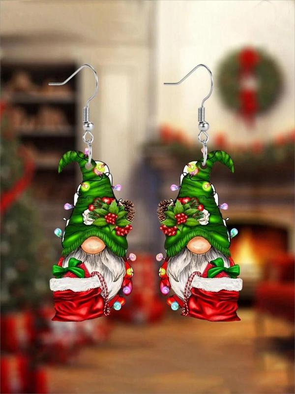 Christmas Themed Wine Glass Design Dangle Earrings, Cute Acrylic Dangle Earrings for Women, Fashion Jewelry for Party, Daily Decor, Trendy All-match & Exquisite Jewelry for Birthday Gift