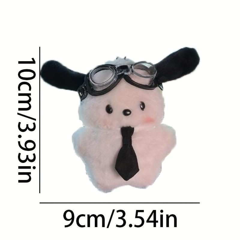 SANRIO Cute Dog Design Phone Chain, 1 Count Soft Plush Dog Keychain with Aviator Goggles, Animal Charm for Keys and Backpacks