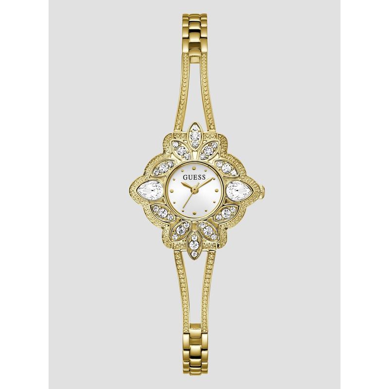 GUESS Female Gold-Tone Flower Analog Watch