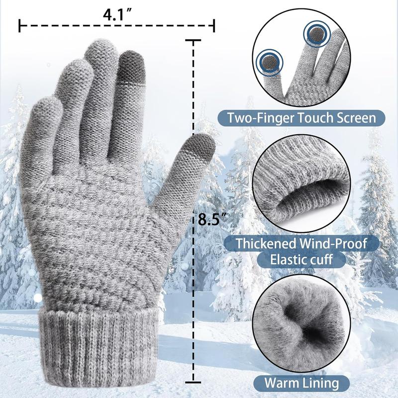 Winter Gloves Womens - Touchscreen Gloves for Women, Warm Gloves with Elastic Cuff Knit Gloves for Cold weather