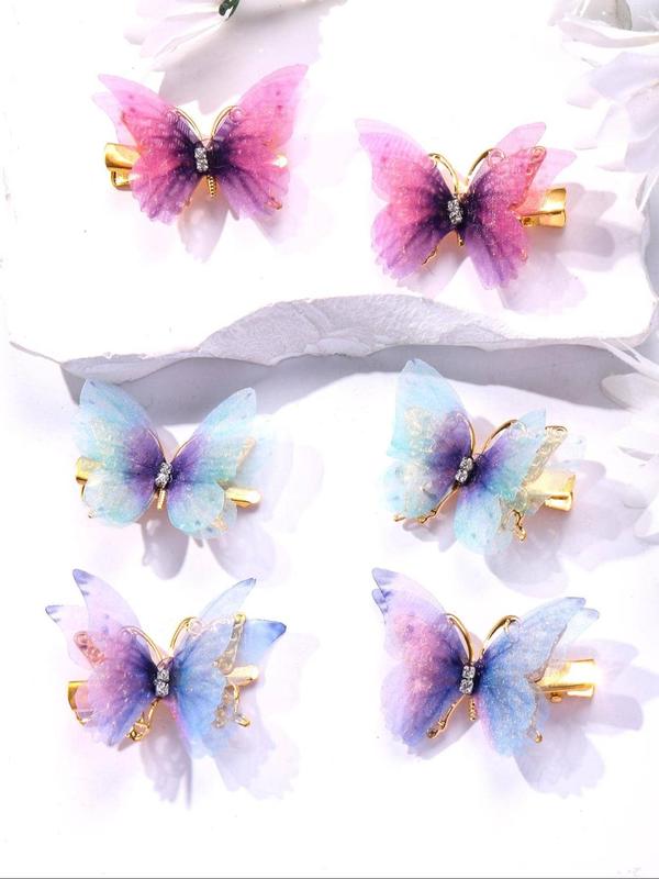 Random Color Butterfly Design Hair Clips, Cute Colorful Hair Clips for Women & Girls, Fashion Hair Accessories for Party, Daily Hairstyle Decor