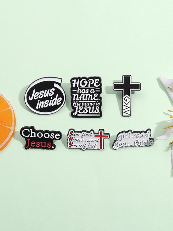 Creative Letter & Cross Alloy Badge, Fashion Accessories for Women & Men, Trendy All-match & Exquisite Brooch for Birthday Gift