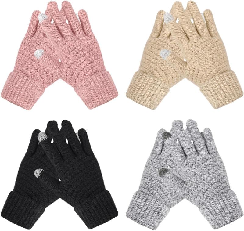 Winter Gloves Womens - Touchscreen Gloves for Women, Warm Gloves with Elastic Cuff Knit Gloves for Cold weather