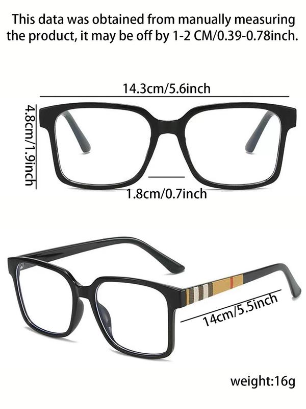 Unisex Simple Style Square Frame Eyeglasses, Trendy Casual Eyeglasses for Everyday Use, Fashion Accessories for Outdoor Activities