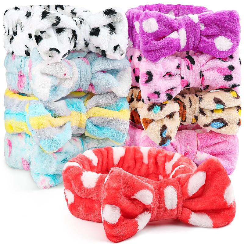 Spa Headbands - 9Pcs Cute Bow Headbands for Women, Skincare and Makeup, Washing Face