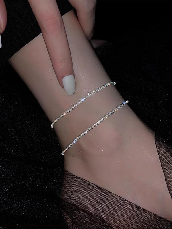 Glitter Shiny Anklet for Women for Gift, Fashion All-match Anklet, 2024 Trendy Bling Bling Body Matching Dainty Jewelry Accessory