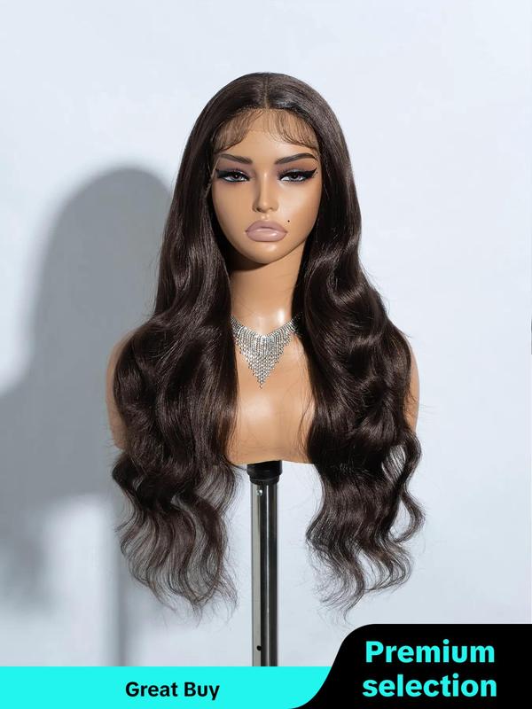 Women's Natural Long Wavy Synthetic Lace Front Wigs, Middle Part Wigs without Bangs for Cosplay, Party, Daily Curly Wig Hairstyles, Clean Look Hairstyle Glueless