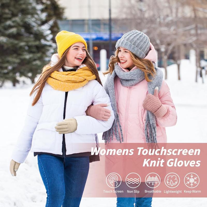 Winter Gloves Womens - Touchscreen Gloves for Women, Warm Gloves with Elastic Cuff Knit Gloves for Cold weather