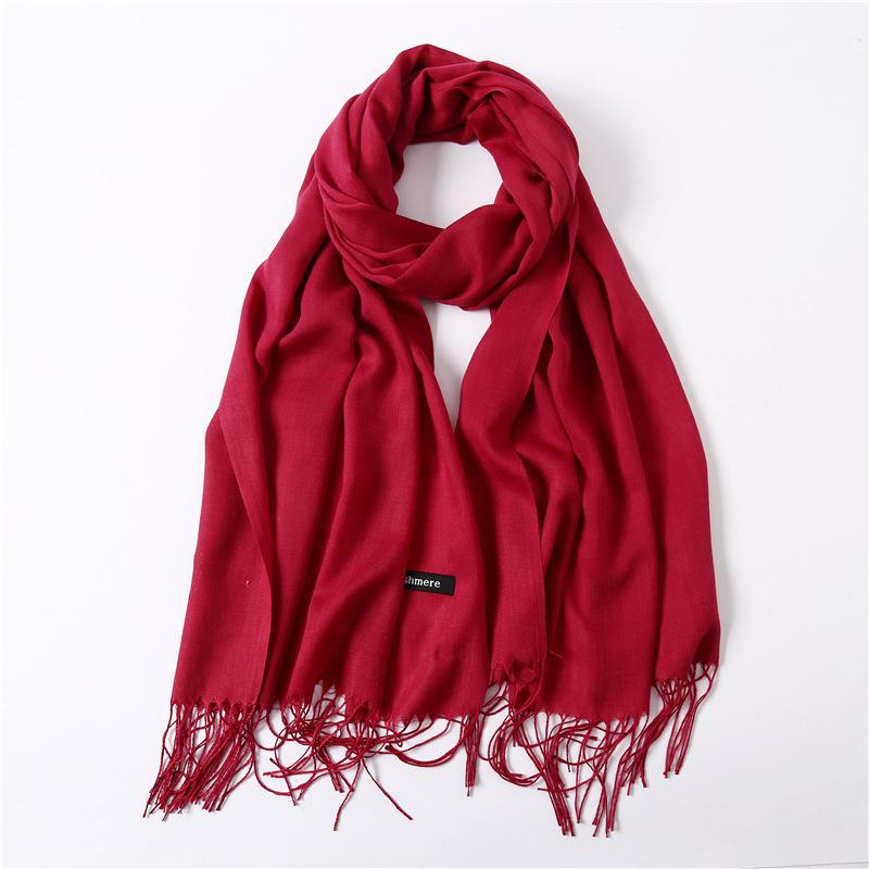 2024 Fashion Solid Color Women Thin Tassel Long Scarf  Hijabs Lady Shawls Cashmere Like Pashmina Hijabs Scarves Wraps