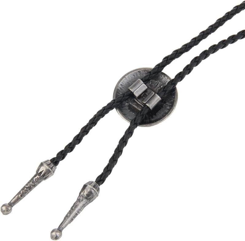 Western Black Bolo Tie for Men and Women,Native  Leather Bolo Tie String