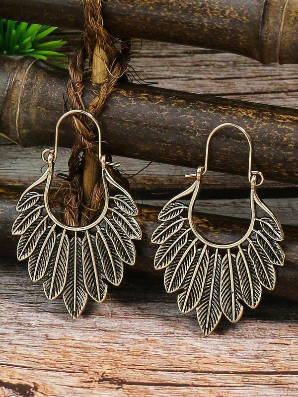 Boho Ethnic Style Hollow out Design Earrings (3 Pairs), Vintage Style Multi-style Antique Geometric Shape Matching Outfits for Party, Daily Clothing Decor