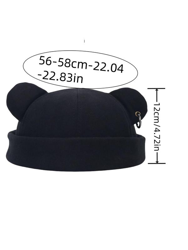 Cute Bear Ear Design Beanie Hat, Casual Trendy Beanie Hat for Fall & Winter, Fashion Accessories for Both Men & Women