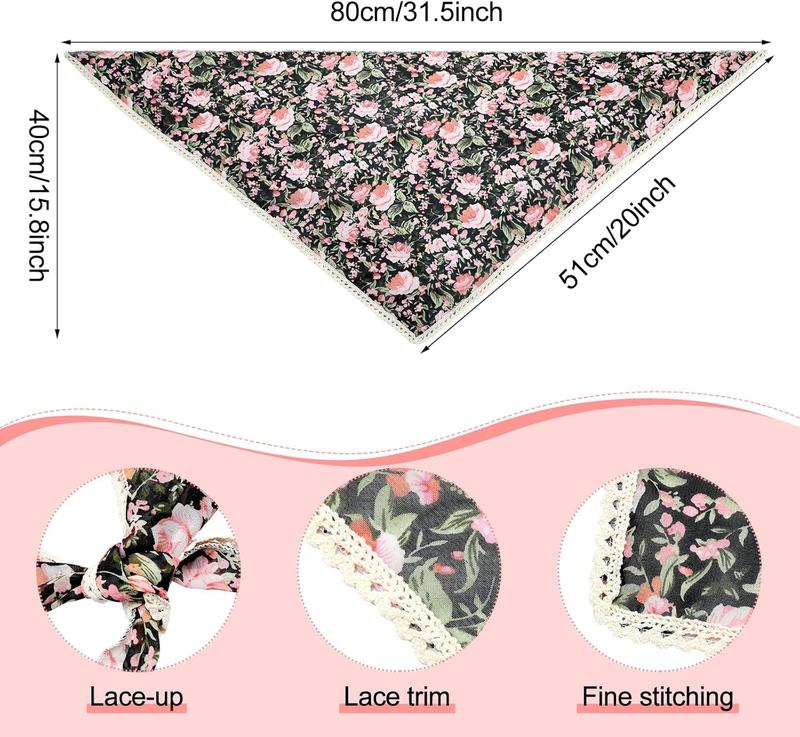 6 count Floral Hair Bandanas  Kerchief Women Bandana Print Chiffon Hair Scarf Triangle Hair Kerchief with Ties