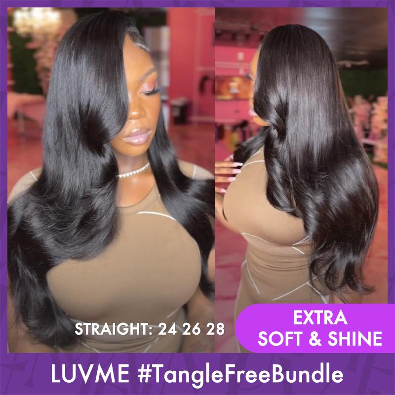 LUVME Upgraded 13A 100%  Virgin Remi Human Hair (100+ -5g) Dye. Perm. High-End Salon Hair Body Wave Deep Wave Silky Straight Bundle S+