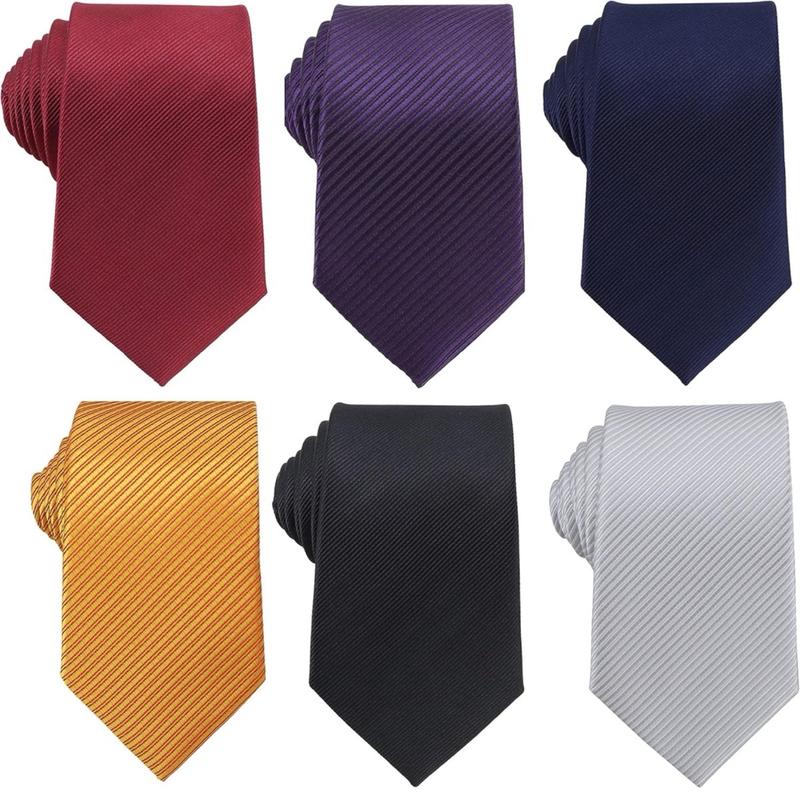 Lot of 6 Classic Men's Silk Tie Neckties - Woven Jacquard Design