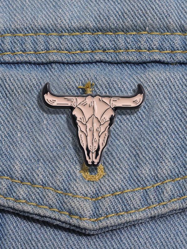 Fashion Animal Design Enameled Bull's Head Brooch Pin, Cute Fashion Alloy Badge for Daily Vacation Holiday Party Gift, Creative Gift,  Brooch Pin Badge Jewelry Accessories