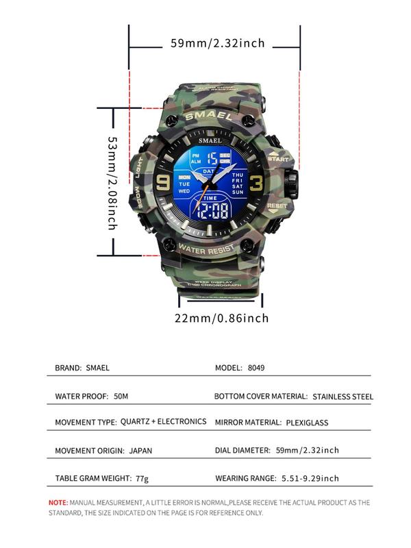 Men's Sportive Digital Watch, Fashionable Digital Watch with Luminous Dial & Alarm Mode, Waterproof Sports Watch with Digital Display for Men, with Box