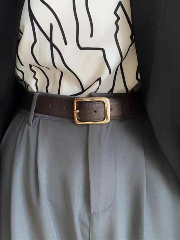 Women's Solid Color PU Buckle Belt, Fashionable Waistband for Jeans & Shorts, Casual Waistband for Daily Use