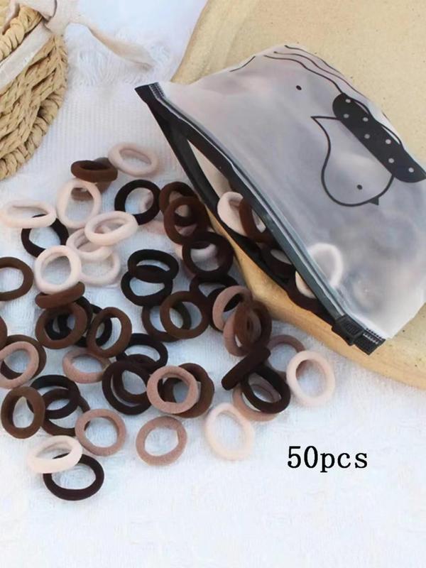 Minimalist Style Cute Small Hair Tie Set for Summer, Fall Casual High Stretch Ponytail Holder, No Damage Hair Ties for Girls, Plain Color Versatile Hair Accessories for Daily Use