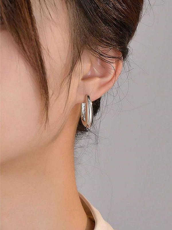 Simple Tear Drop Hoop Earrings, Fashionable U-shaped Earrings for Women, Trendy All-match & Exquisite Jewelry for Birthday Gift