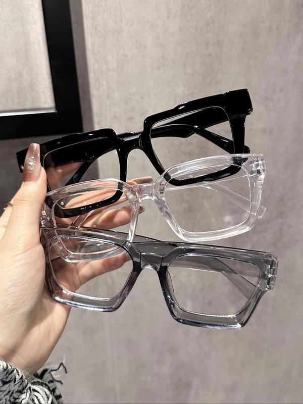 Unisex Simple Style Plain Color Square Frame Eyeglasses, Trendy Casual Eyeglasses for Everyday Use, Fashion Accessories for Outdoor Activities