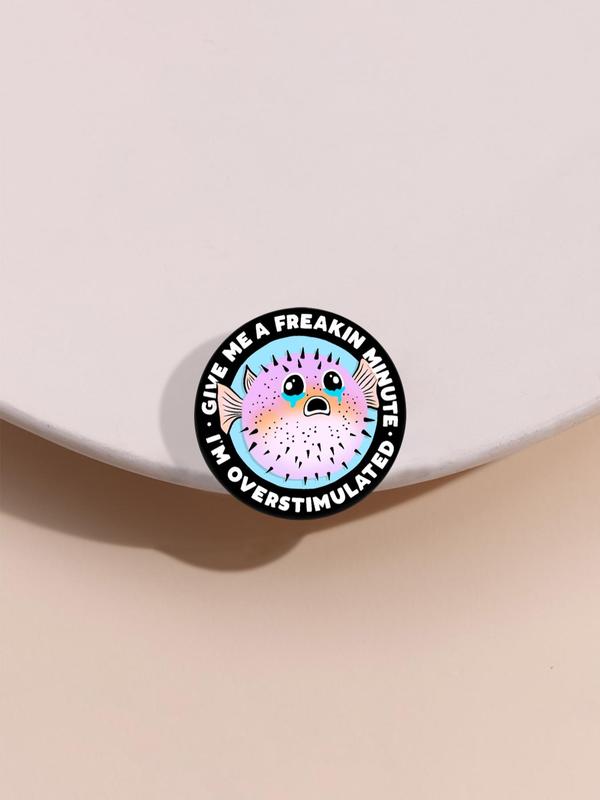 Creative Cartoon River Fish Design Brooch, Cute Round Shaped Alloy Badge for Daily Clothing Decor, Trendy All-match & Exquisite Brooch for Birthday Gift