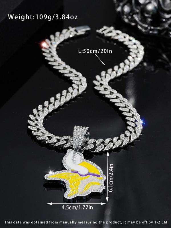 Rhinestone Chain Decor Pendant Necklace for Men & Women, Punk Chunky Chain Iced out Jewelry for Party, Daily Clothing Decor for Boy