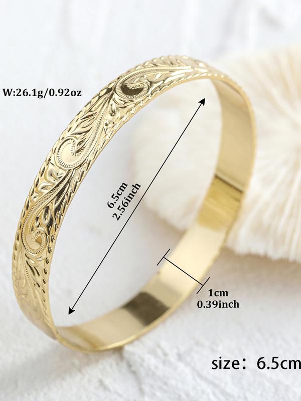 Vintage Style Plant Pattern Embossed Bangle, Fashionable Copper Alloy Jewelry for Women, Elegant All-match Fashion Accessories for Daily Wear