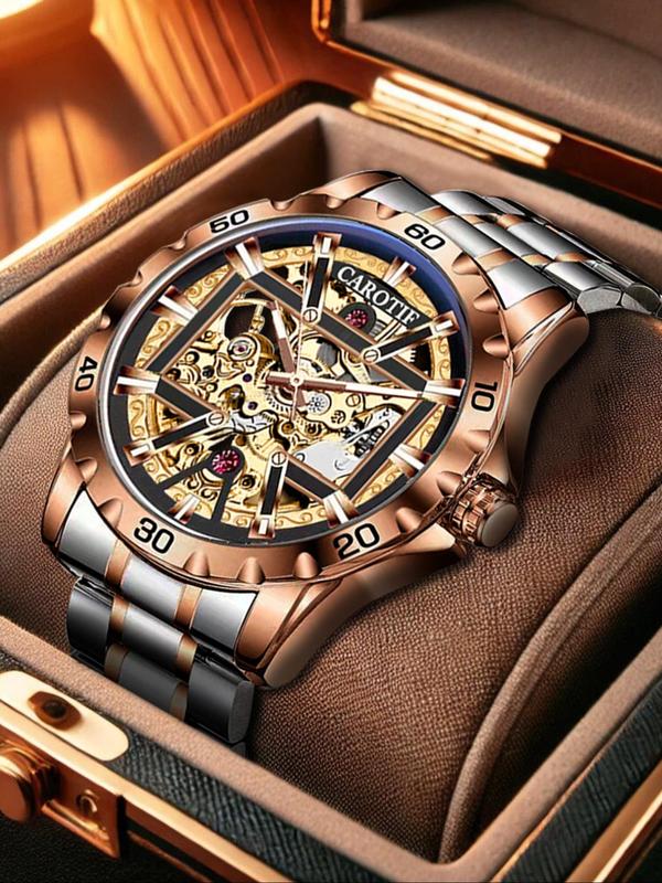 Men's Business Fashion Round Dial Analog Watch, Fashion Watch for Party, Daily Clothing Decor, Trendy All-match & Exquisite Watch for Birthday Gift with Box Watches For Men