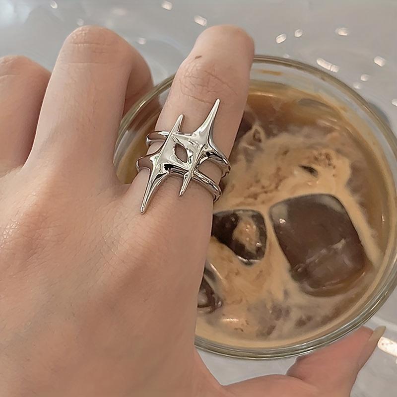 Y2k Geometric Star Layered Ring Jewelry - Exquisite Open Adjustable Simple Ring for Teen Girls - Ideal Eid Al-Fitr Gift