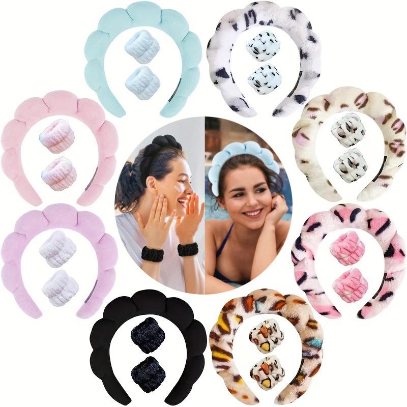 Plush Spa Headband and Wrist Washband Set – Soft, Absorbent Design for Skincare and Face Washing – Keeps Hair and Water Away – Available in Multiple Colors – TikTok Skincare Essential