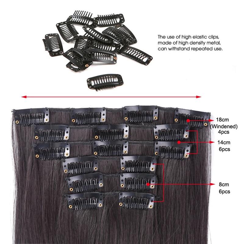 Enchanted Hair 24 inch 6 pcs Natural Clip-in Hair Extensions, 2025 Trendy Long Straight Synthetic Extensions for Women for Daily Use, Christmas & New Year & Party, Female Matching Wig Pieces for Any Occasion, Soft  Smooth Seamless Blend & Natural Looking