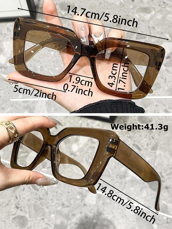 Unisex Simple Style Transparent Large Eyeglasses, Trendy Casual Eyeglasses for Everyday Use, Fashion Accessories for Outdoor Activities