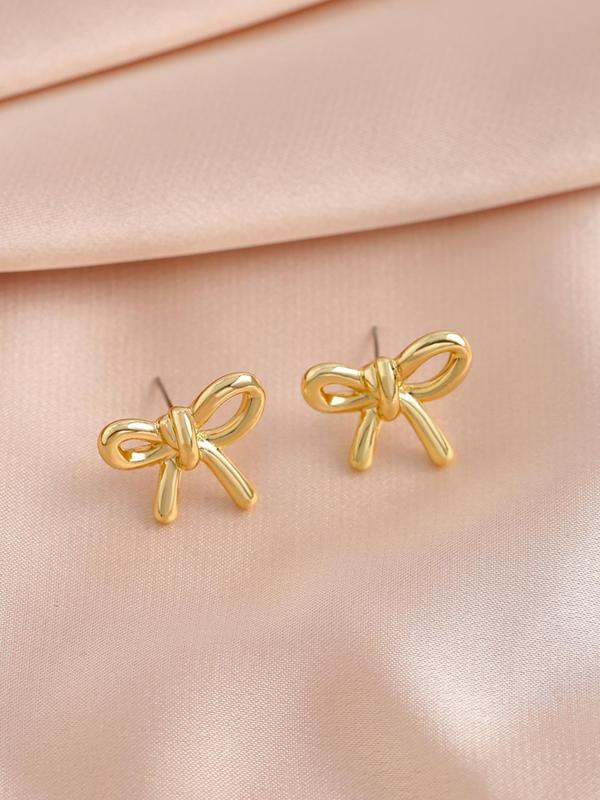 Women's Elegant Bowknot Design Stud Earrings, 1 Pair Minimalist Trendy Stud Earrings, Gorgeous Vintage Jewelry As Birthday Gift for Girlfriend