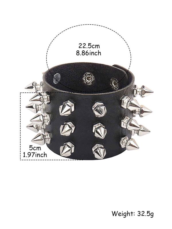 Punk Style Rivet Decorated Pu Leather Bangle, 2024 New Style Personality Exaggeration Jewelry for Party, Daily Clothing Decor, Trendy All-match & Exquisite Jewelry for Birthday Gift