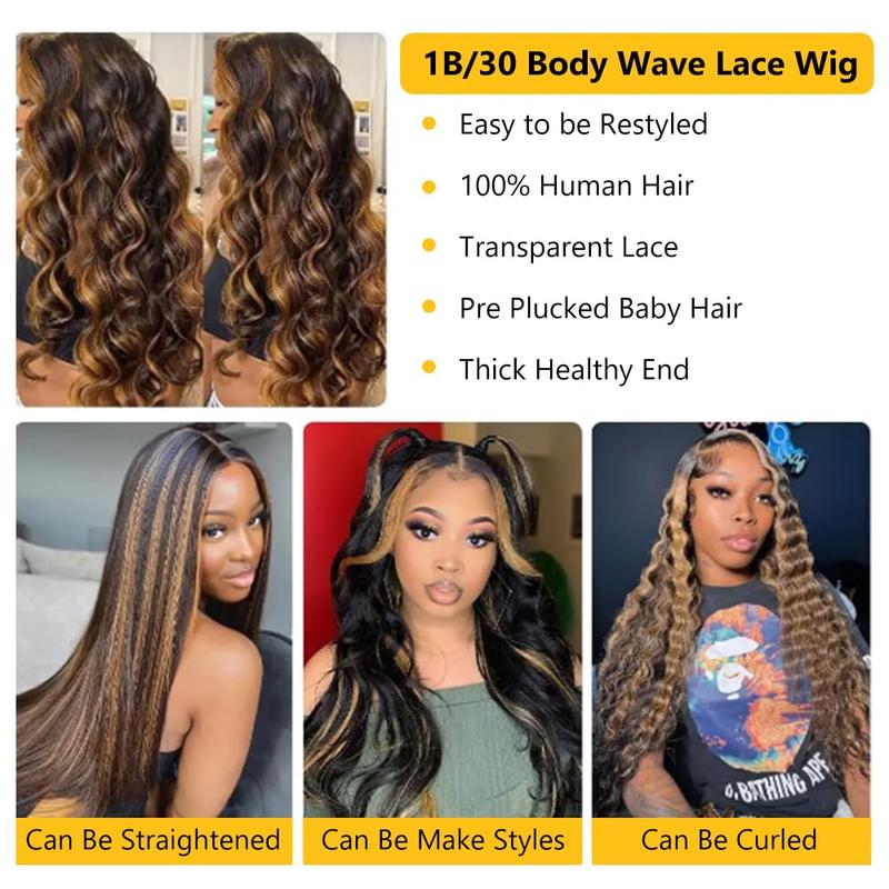 [TOP SELLINGS] ALIGLOSSY 13x6 Highlight Balayage Body Wave Lace Front Wig HD Transparent Wavy Lace Frontal Wigs Human Hair For Women