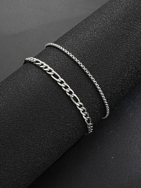 Punk Style Stainless Steel Jewelry Set (4pcs), Including Geometric Pendant Necklace & Ring & Chain Bracelet, Fashion Accessories for Men