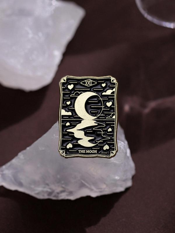 Vintage Creative Tarot Card Shaped Brooch, Cute Cartoon Geometric Sun & Moon Alloy Badge, Enamel Pin Suitable for Backpacks, Jeans, Scarves, Hats Decoration, Fashion Accessories for Women & Men