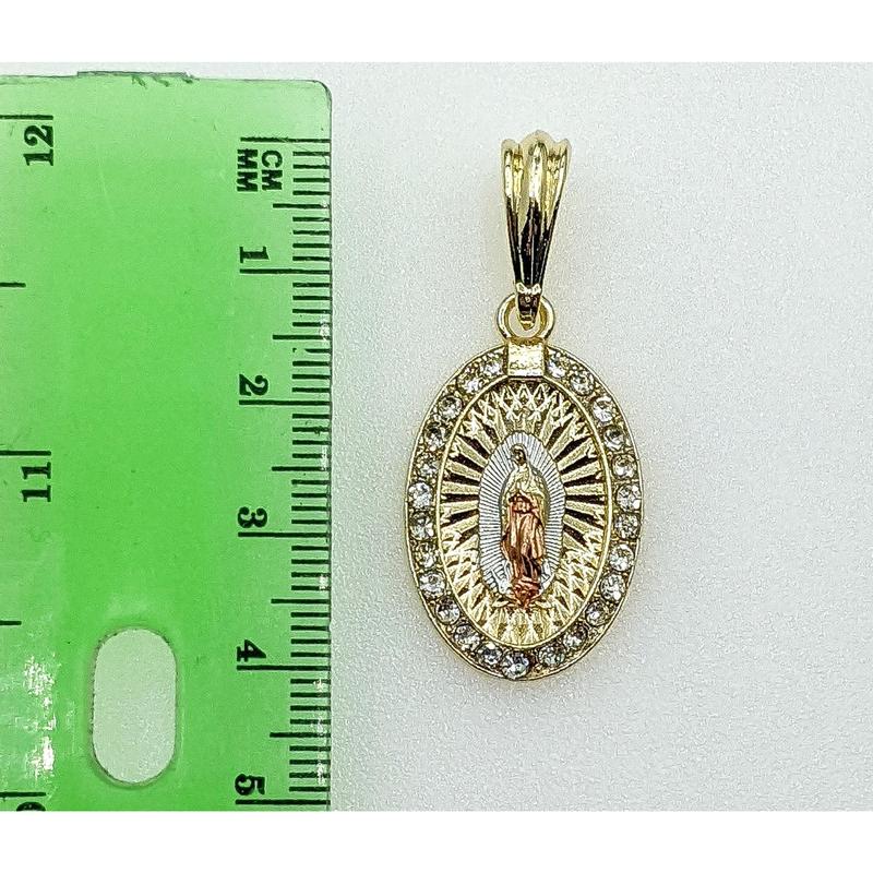 Plated Tri-Color Virgin Mary Pendant