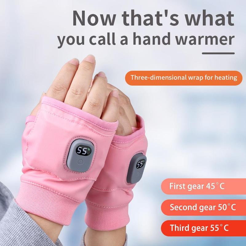 Rechargeable Heated Gloves, 1 Pair Portable Fingerless Gloves with 3-level Temperature Adjustment, Suitable for Indoor and Outdoor Use