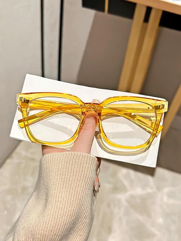 Vintage Square Frame Eyeglasses, Trendy Casual Eyeglasses for Women & Men, Fashion Eyeglasses for Work, Daily Clothing Decor, Perfect for Student Daily Use