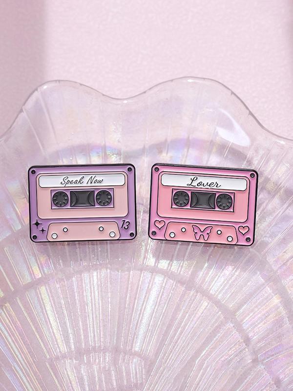 Vintage Cassette Tape Design Brooch, Cute Cartoon Cassette Tape Brooch, Fashion Accessories for Women & Men, Creative Gift for Music Lovers