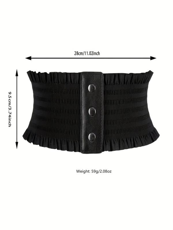 Women's Elegant Frill Trim Design Elastic Band Wide Belt, Exquisite Trendy Sheer Belt, Fashionable Clothes Accessories for Daily & Party Decoration