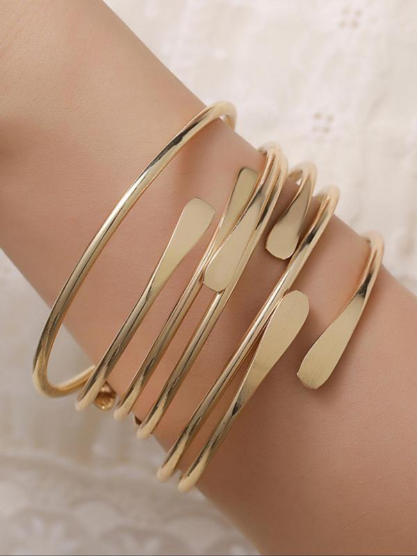 Women's Punk Style Cuff Bangle Set, 6 Counts Fashionable Minimalist Bangle Bracelets for Party, Daily Decor, Trendy All-match & Exquisite Jewelry for Birthday Gift