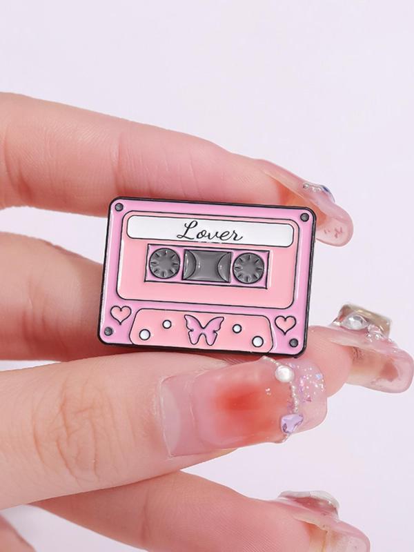 Vintage Cassette Tape Design Brooch, Cute Cartoon Cassette Tape Brooch, Fashion Accessories for Women & Men, Creative Gift for Music Lovers