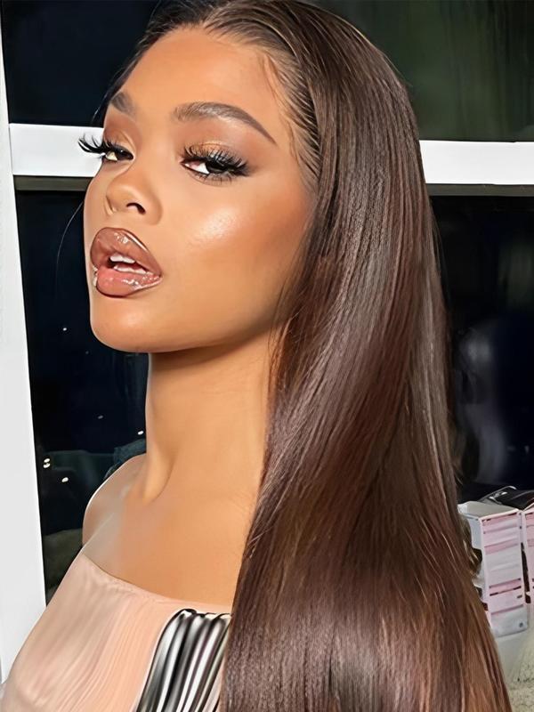 32 Inch Burgundy Long Straight Wigs for Women, 180 Density Pre Plucked Wigs, Gorgeous Fluffy Wigs without Bangs, Heat Resistant Synthetic Lace Front Wigs for Party, Daily Use,  Fall Hair Trends 2024