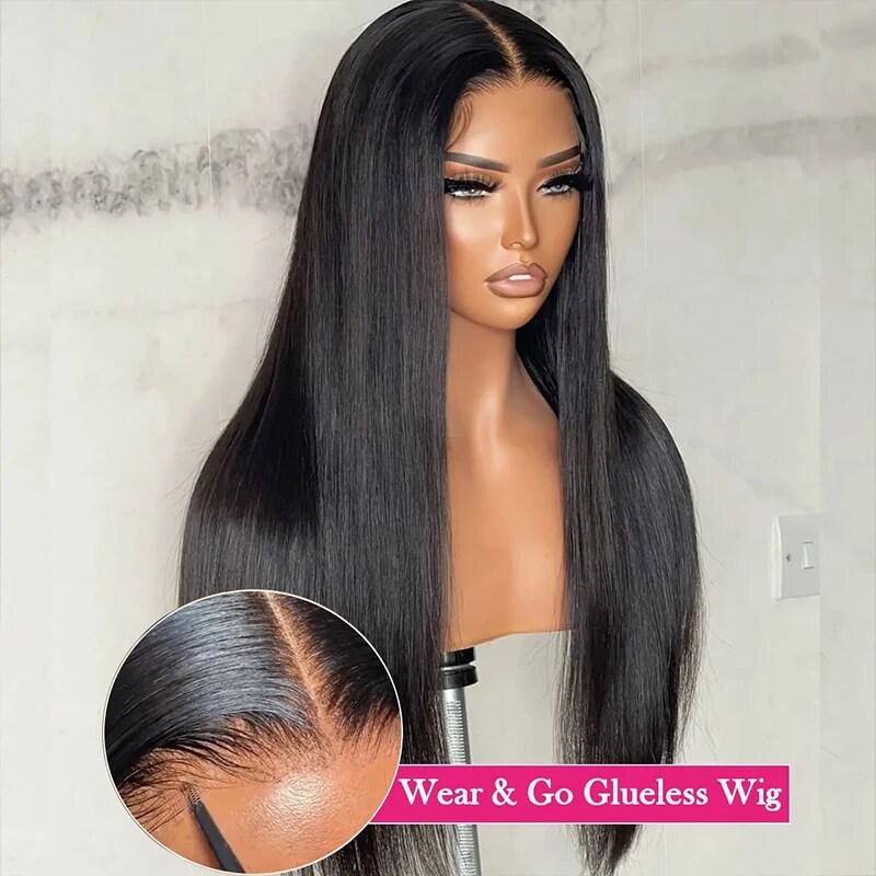 Bone Straight 4x6 5x5 Glueless Wig Brazilian Human Hair Wigs Transparent Lace Closure Wig for Women Ready to Wear 6x4 Lace Wig Pre Cut Pre Plucked On Sale 180% Density Bling Hair