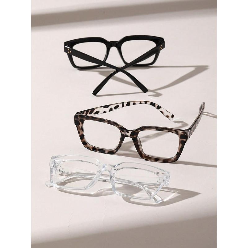 3 PCS women Geometric frame clear glasses Fashion Glasses Clothing Accessories  For Daily Decoration