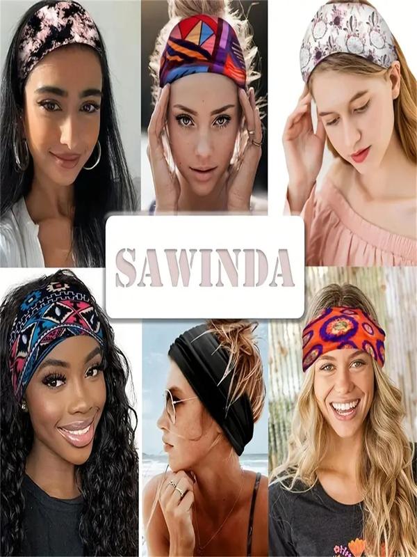 Boho Style Ethnic Pattern Hair Band, High Stretch Hair Band for Women & Girls, Fashion Hair Accessories for Gym Workout Running